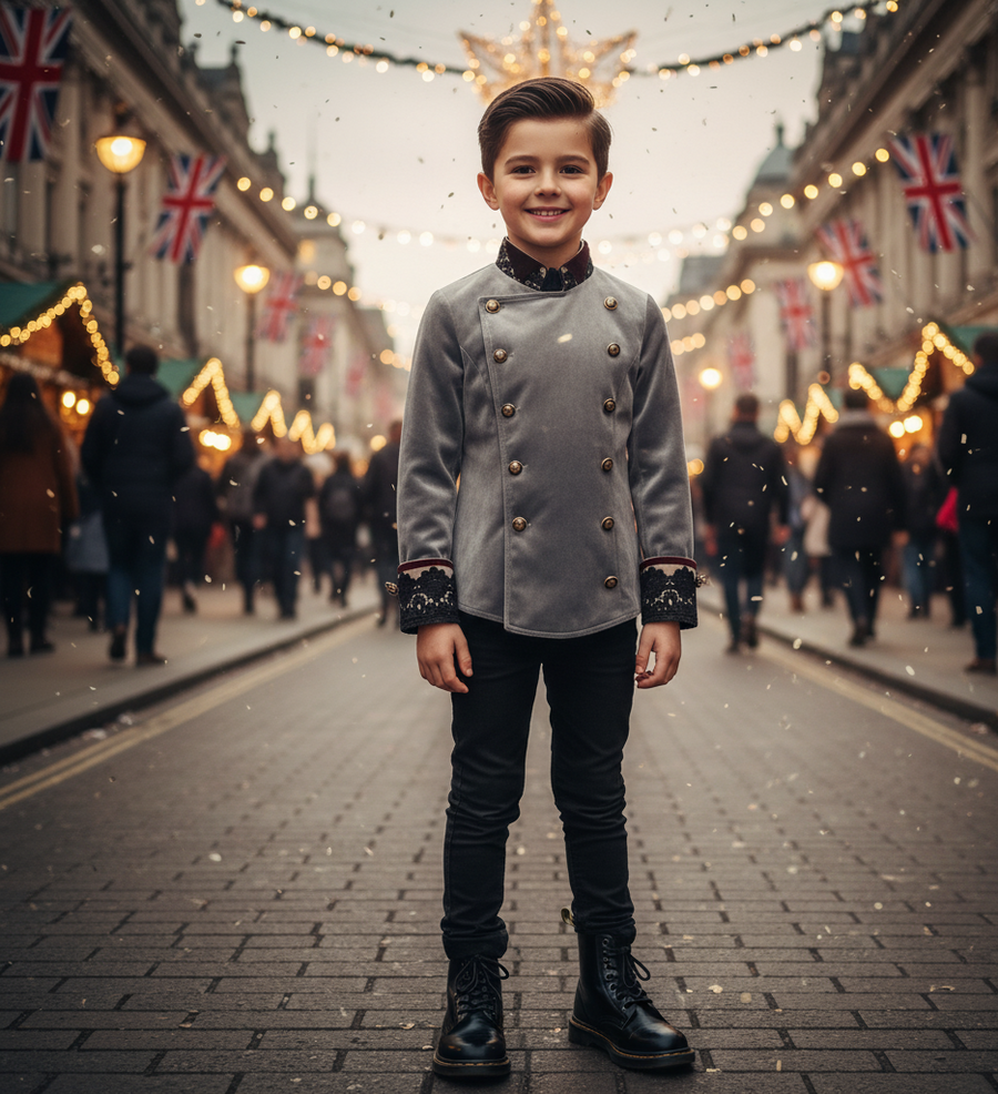 Boys Velvet Tails Tuxedo Blazer 3-12Y Slim Fit Formal party Jacket christmas