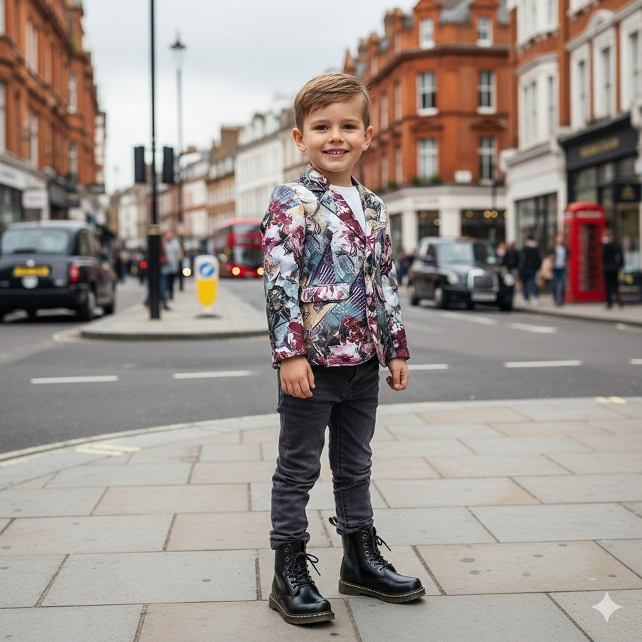 Kids Black Matte Leather Boots great gift winter Premium Cowhide Xmas shoes