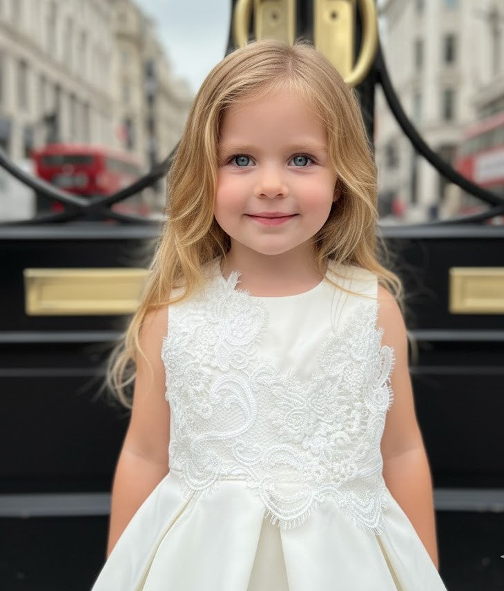 Gilrs princess festival Luxury Beige Lace Dress VintageToddler Party Outfit Xmas