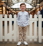 Boys Linen Cotton Long Sleeve Shirt Casual & Versatile Top for Ages 4-14 Years