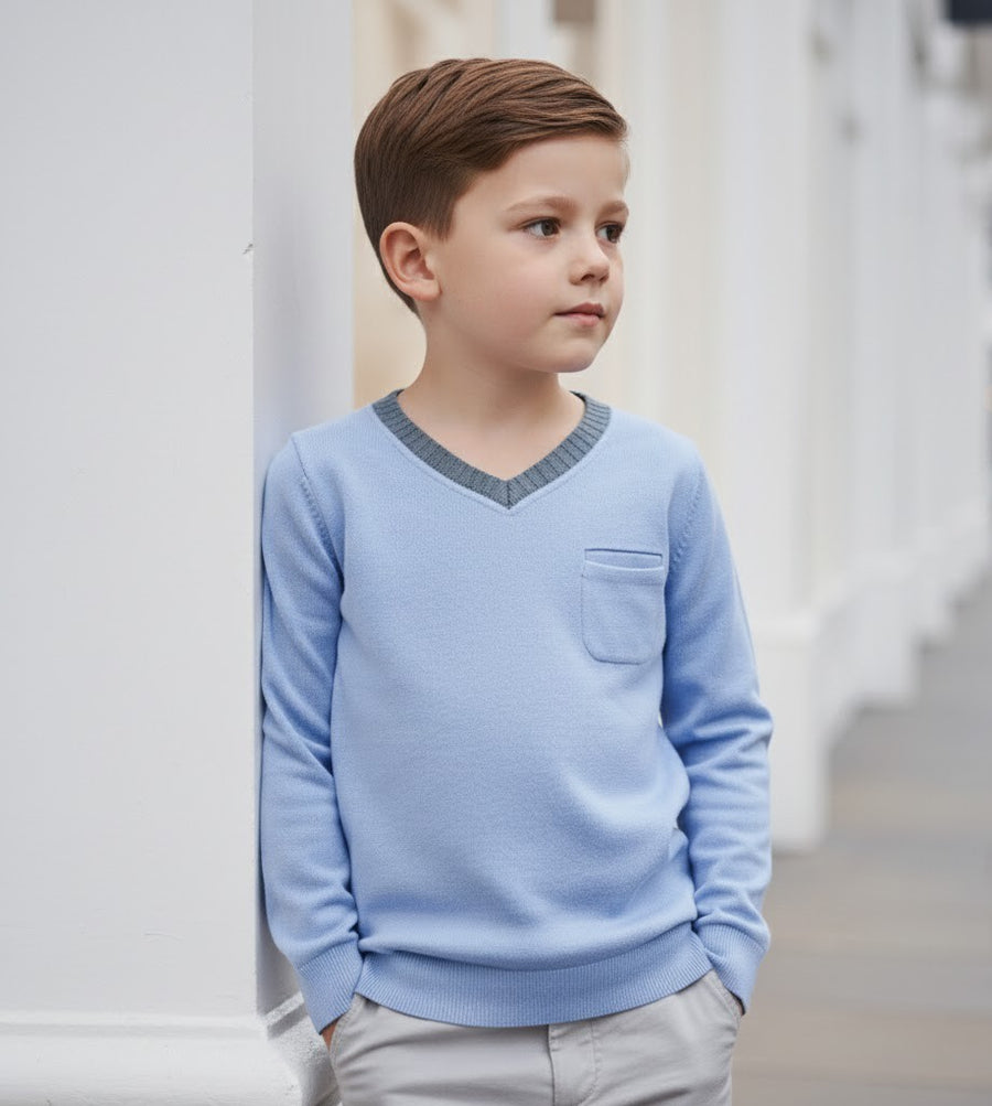 Boys' V-Neck long sleeves T-Shirt Soft Stretchy Casual Comfy Top easy match XMAS