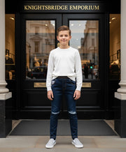 Boys Slim Fit Distressed Jeans Casual Stretch Denim trousers (4–13 Yrs)multiple