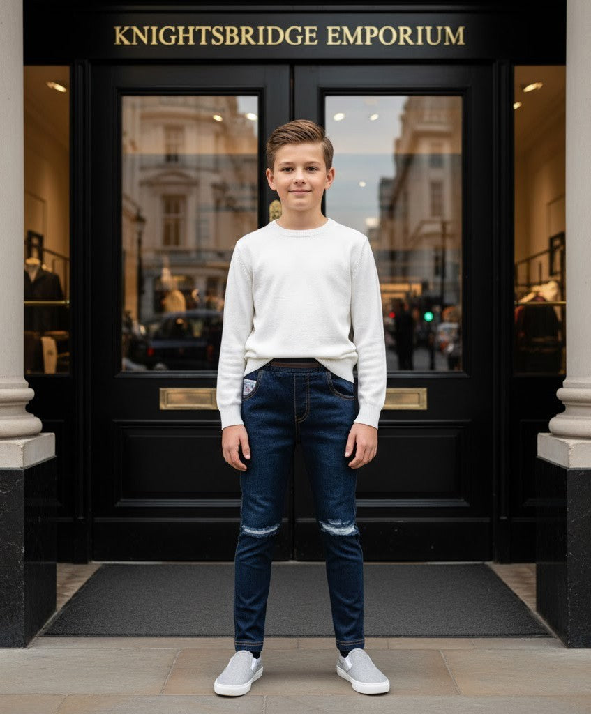 Boys Slim Fit Distressed Jeans Casual Stretch Denim trousers (4–13 Yrs)multiple