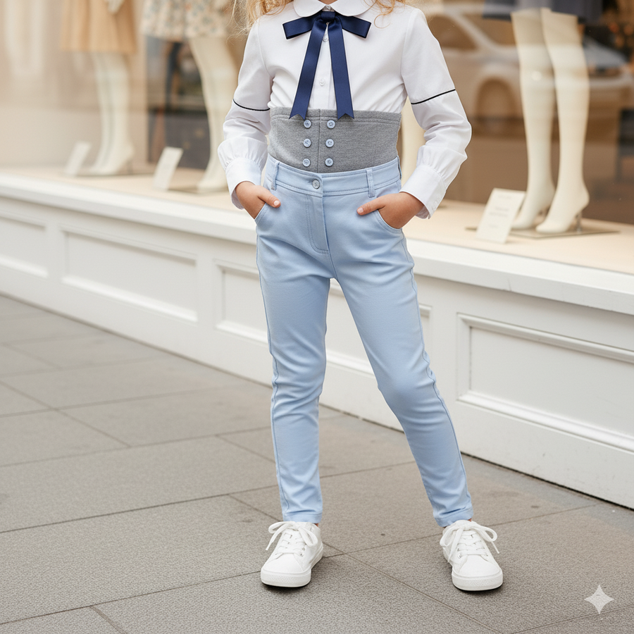 Kids High Waist Jeans Skinny Fit Denim Leggings trouseres Stretchy cotton 4–14 Y