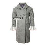 Girls' Woolen Winter long Coat  beautiful Warm Jacket Grey/Pink 3–9 Years