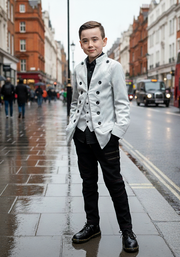 Boys Slim Fit Velvet Blazer 3-14Y False Two-Piece party Dinner Jacket Party Suit