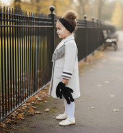 Girls Woolen Long Winter Coat 3-12y  cream orange long Jacket 2025 autumn new