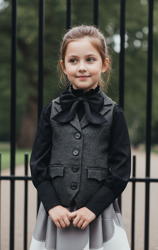 Girls Fairytale Wool Waistcoat with Bowtie 3-10Y  Cosplay Vest Costume festival