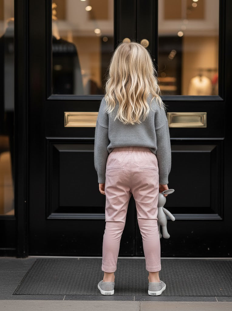 Girls pink & white trousers strenching cotton  Skinny Fit Comfort trousers 9-14Y