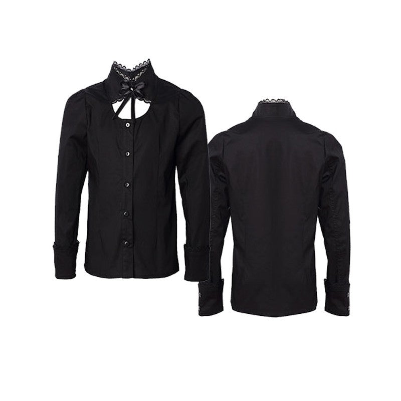 Girls Black Cotton Shirt long sleeve vintage style top 3-5Y toddler shirt