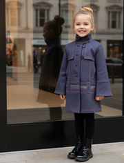 Girls High-Neck Autumn Winter Coat Two Fabric Options Ages 3-10Y clearance sale
