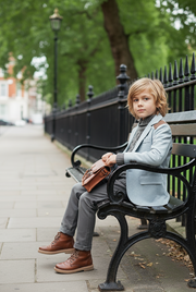 Boys Light Blue Cotton Blazer 3-4-5-6-7Y Vintage Casual top Jacket autumn 2025