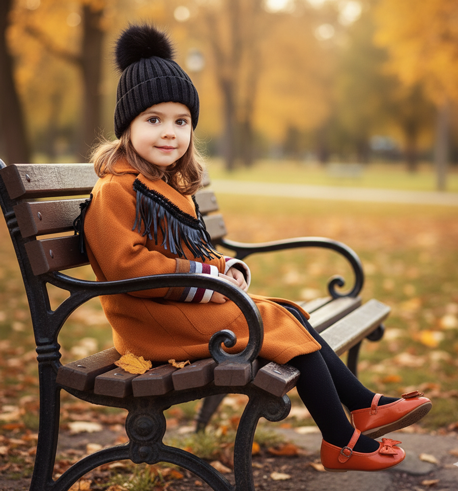 Girls Woolen Long Winter Coat 3-12y  cream orange long Jacket 2025 autumn new