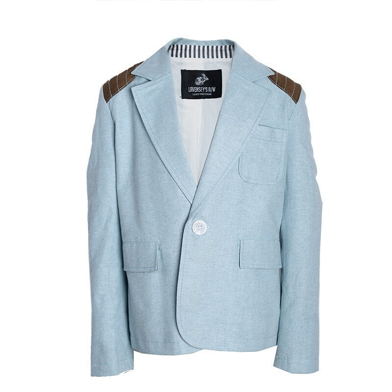 Boys Light Blue Cotton Blazer 3-4-5-6-7Y Vintage Casual top Jacket autumn 2025