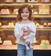 Girls Soft Modal T-Shirt with Vintage Lace  White & Light Grey summer top 3-7Y