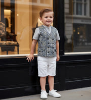 Vintage Floral Boys' Waistcoat Casual Green Flower Toddler Vest Ages 2-7Y XMAS