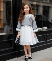 Girls Fashion Two-Piece Outfit – Loose Fit Top & Dress Set great bargin autumn
