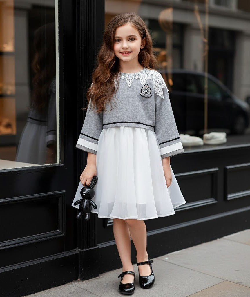 Girls Fashion Two-Piece Outfit – Loose Fit Top & Dress Set great bargin autumn