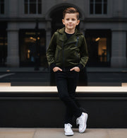 Kids' Velvet Blazer Boys' Green Jacket Spring Autumn Outfit Toddler 3-7 Years