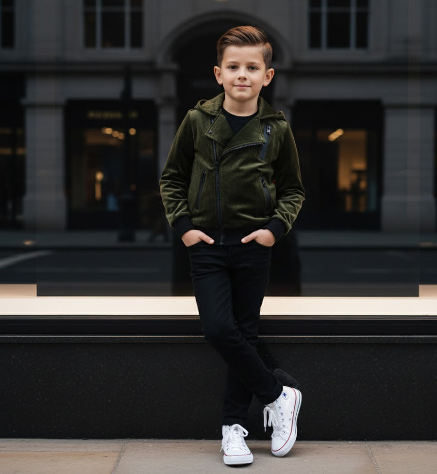 Kids' Velvet Blazer Boys' Green Jacket Spring Autumn Outfit Toddler 3-7 Years