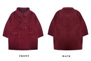 Girls Cashmere autumn Coat Baby Doll Style 2-3-4-5Years old Wine Red toddler