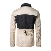 Girls Color Block short Trench Coat 4-12Y beige & Dark Gray autumn jacket kids