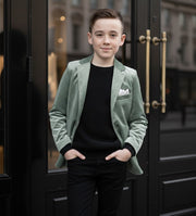 Boys' Green Matte Velvet Blazer – Soft, Stylish & Comfortable, Ages 6-12 Years