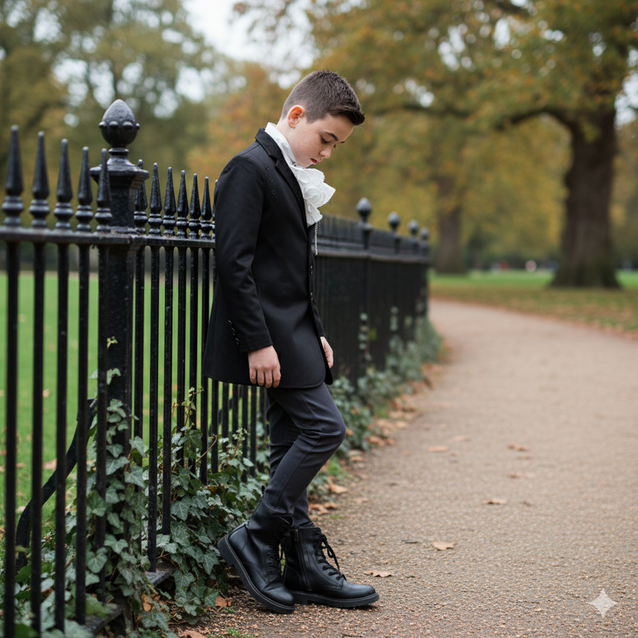 Boys 3-4-5-6-7-8-9-10-11-12 Y Dark Grey Blazer Long Sleeve Formal Uniform vintag