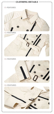 High Quality Girls autumn trench coat 3-12Y windproof beige jacket long sleeve