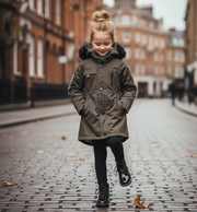 Girls' Long Padded Winter Coat 2-3-4-5-6-7Y Faux Fur Hooded Parka Jacket 2025