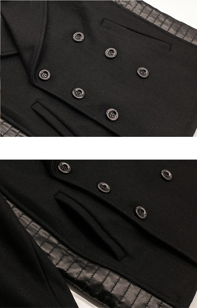 Boys Winter short black Cashmere Coat 3-7Y Double Breasted Warm Jacket 2025