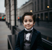 Boys navy Blue Velvet Blazer Long Formal Suit Jacket Casual party top 6-9 Years