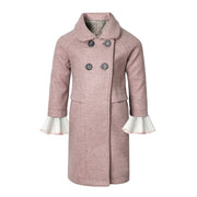 Girls' Woolen Winter long Coat  beautiful Warm Jacket Grey/Pink 3–9 Years