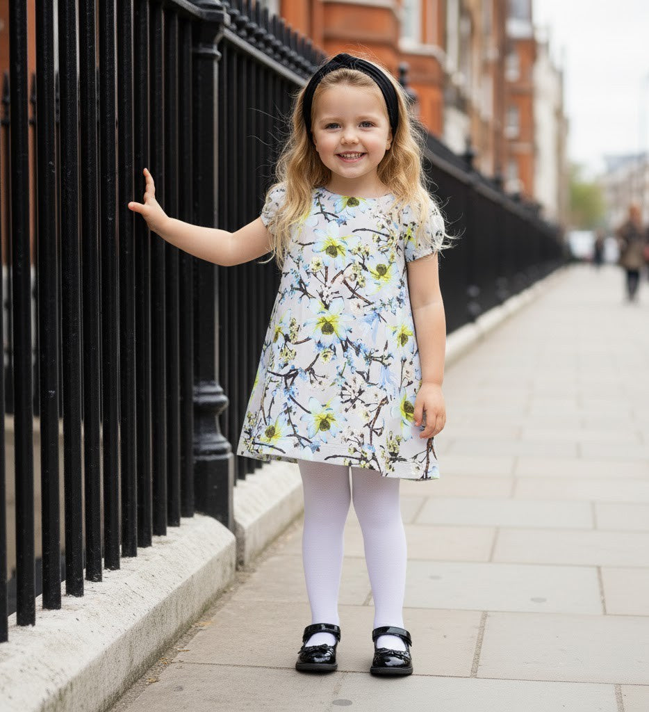 Girls Puff Lantern Sleeve Doll Dress Oversized A-Line Floral Dress 1-9Y princess