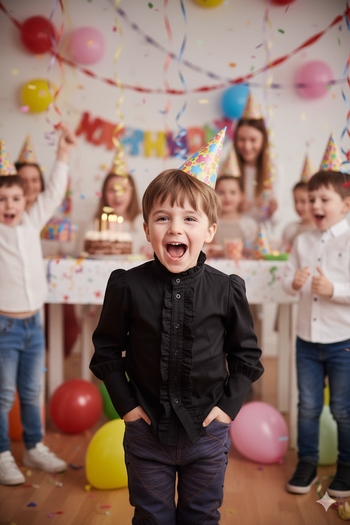 Boys Black Cotton Shirt 3-5Y  Vintage Prince Long Sleeve  birthday top for Kids