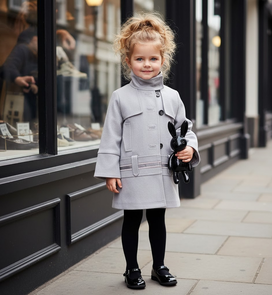 Girls High-Neck Autumn Winter Coat Two Fabric Options Ages 3-10Y clearance sale