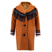 Girls Woolen Long Winter Coat 3-12y  cream orange long Jacket 2025 autumn new