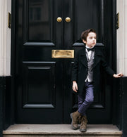 Boys Black Cashmere Coat Stylish & high end vintage jacket Outerwear 3-12Y