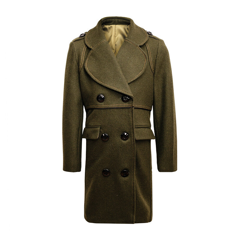Children's Winter Double Breasted Wool Coat Thick Warm Military Jacket 3-12 Year