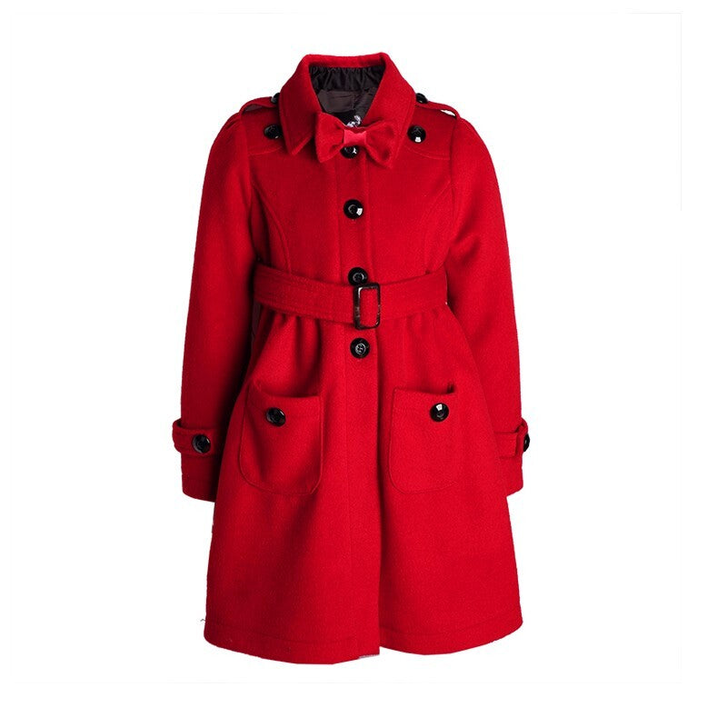Girls Red Cashmere Long Coat /black wool coat – Elegant autumn Wear (3-5 Years)