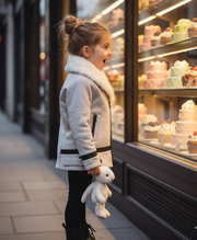 Girls' thick wool padded  Winter Coat 2-3-4-5-6-7y Faux Fur collar warm Jacket