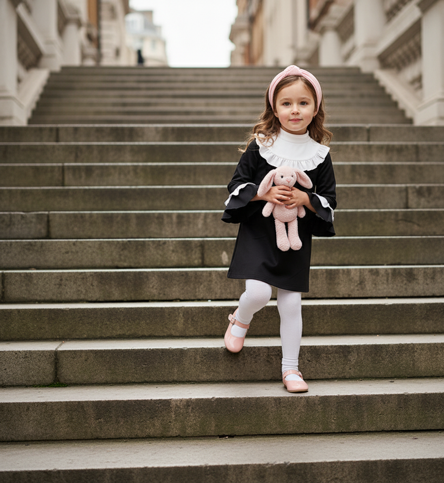 Girls Vintage Black A-Line Princess Dress autumn baby doll 3–4-5 Years clearance