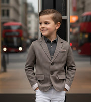 Boys grey Casual Blazer with Double Cuffs Short Suit Jacket 3–10 Y party XMAS