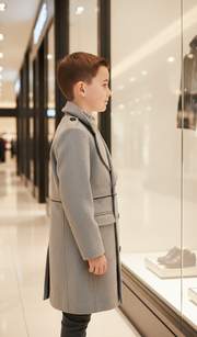 boys Winter Wool Coat 3-12Y long  Double Breasted Military Style Warm 2025 new