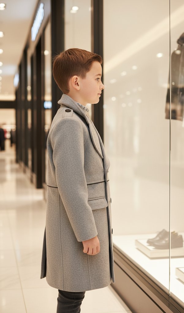 boys Winter Wool Coat 3-12Y long  Double Breasted Military Style Warm 2025 new