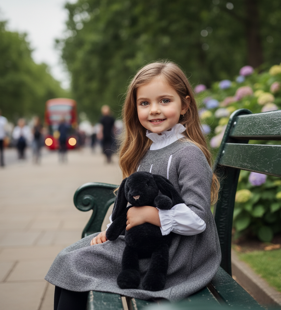 Girls’ Grey grey-floral Dress  Vintage design 3-7Y autumn 2025 toddlers