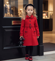 Girls Red Cashmere Long Coat /black wool coat – Elegant autumn Wear (3-5 Years)