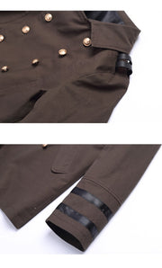 Kids vintage Military Style Cotton Jacket3-9Y Boys Formal Uniform Trench Coat