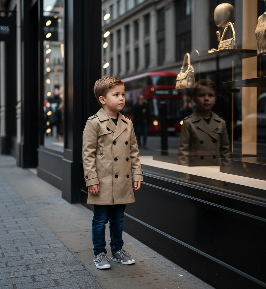 Kids Double Breasted Trench Coat  Cotton autumn jacket for Boys/Girls (4–9 YRS)