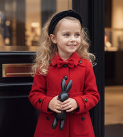 Girls Red Cashmere Long Coat /black wool coat – Elegant autumn Wear (3-5 Years)